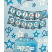 Dipak Mavi Renk Yıldızlı Iyiki Doğdun Yazılı Banner