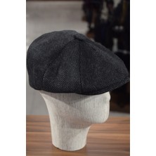 Göksu Şapka Kışlık Kasket Ingiliz Stili Peaky Blinders Siyah Noktalı Newsboy Trend 8 Parça Kasket