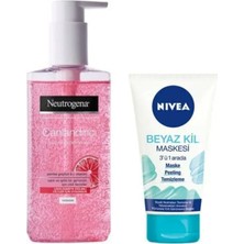 Neutrogena Pembe Greyfurt & C Vitaminli Canlandırıcı Yüz Temizleme Jeli 200 ml + Nivea Beyaz Kil Maskesi 3'ü1 Arada MASKE150 ml