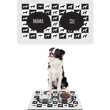 PatiPeti Dog Black And White Köpek Mama Altlığı Mama Paspası Köpek Mama Eğitim Paspası 50 x 35cm