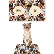 PatiPeti Renkli Köpeler Köpek Mama Altlığı Mama Paspası Köpek Mama Eğitim Paspası 50 x 35cm