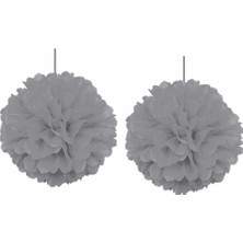 Kikajoy Ponpon Süs 30 cm  2 'li Gümüş