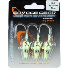 Savage Gear Sandeel Jig Head 16G 3/0 - 3pcs Glow Suni Yem