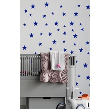 Lizpo Decor Lacivert Yıldız Duvar Sticker 3-4-5 cm 130 Adet Bebek ve Çocuk Odası Dekoratif Duvar Çıkartması Sticker