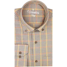 Varetta Erkek Sarı Kareli Yaka Düğmeli Cepli Uzun Kollu Gömlek