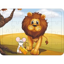 Walldeco Aslan ve Fare 24 Parça Ahşap Çocuk Puzzle