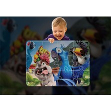 Walldeco Komik Hayvanlar 12 Parça Çocuk Ahşap Puzzle