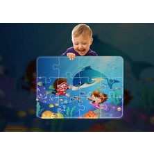 Walldeco Deniz Hayvanları 12 Parça Çocuk Ahşap Puzzle