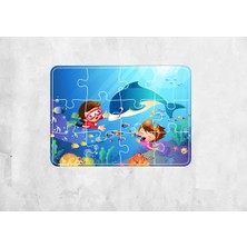 Walldeco Deniz Hayvanları 12 Parça Çocuk Ahşap Puzzle