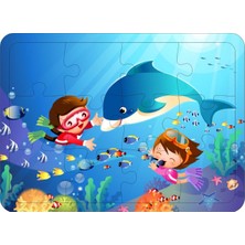 Walldeco Deniz Hayvanları 12 Parça Çocuk Ahşap Puzzle