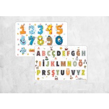 Walldeco 2'li Set Harfler ve Rakamlar Bul-Tak Eğitici Ahşap Çocuk Puzzle