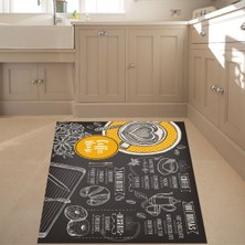 Bona Fortuna Coffee House Menu Desenli Dijital Baskı Yıkanabilir Leke Tutmaz Kaymaz Taban Mutfak Halısı