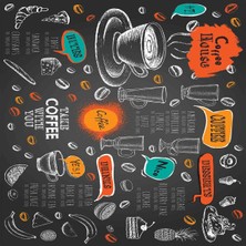 Bona Fortuna Take Coffee With You Menu Desenli Dijital Baskılı Kaymaz Taban Yıkanabilir Leke Tutmaz Mutfak Halısı