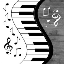Bona Fortuna Piyano Desenli Müzik Notalı Halı Dijital Baskı Yıkanabilir Kaymaz Taban Modern Salon Halısı