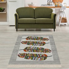 Bona Fortuna Kuş Tüyü Kızılderili Afro Etnik Dijital Baskı Yıkanabilir Modern Salon Halısı ve Yolluk