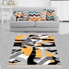 Bona Fortuna Hardal Gri Renk Geçişli Dijital Baskı Yıkanabilir Kaymaz Taban Leke Tutmaz Modern Salon Halısı