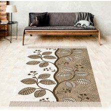 Bona Fortuna Ağaçta Yaprak Desenli Varaklı Eskitme Dijital Baskı Yıkanabilir Kaymaz Taban Salon Halısı ve Yolluk