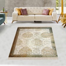 Bona Fortuna Kabartma Çiçek Desenli Varaklı Dijital Baskı Yıkanabilir Kaymaz Taban Leke Tutmaz Salon Halı Yolluk