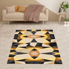 Bona Fortuna Geometrik Taş Desenli Renk Bloklu Yıkanabilir Kaymaz Taban Leke Tutmaz Modern Salon Halısı ve Yolluk