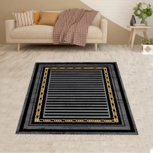 Bona Fortuna Gold Zincir Desen Yıkanabilir Kaymaz Taban Leke Tutmaz Modern Salon Halısı ve Yolluk