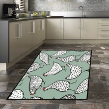 Bona Fortuna Tavuk Desenli Kitchen Dijital Baskılı Kaymaz Taban Yıkanabilir Leke Tutmaz Mutfak Halısı