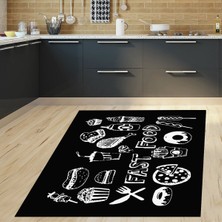 Bona Fortuna Kitchen Fastfood Dijital Baskılı Kaymaz Taban Yıkanabilir Leke Tutmaz Mutfak Halısı