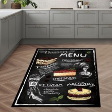 Bona Fortuna Makaron Cupcake Dessert Menu Desenli Dijital Baskılı Kaymaz Taban Yıkanabilir Leke Tutmaz Mutfak
