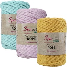 Spagetti Yarn 3'lü Set 4mm 330G 3 Büküm Taranabilir Makrome Ipi (Mint- Pembe - Sarı)