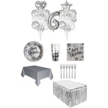 Dipak Gümüş Renk 6 Yaş Doğum Günü Seti 16 Kişilik