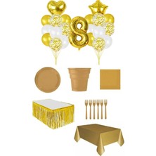 Dipak Gold Renk 8 Yaş Doğum Günü Seti