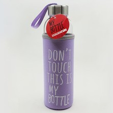 Renkli Kılıflı Cam Su Şişesi 500 ml Lila