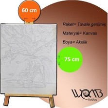 Womb Hobby Badem Çiçekleri Tuvale Gerili Sayılarla Boyama Seti 60 x 75 cm