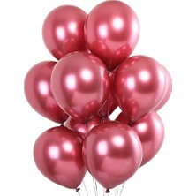 Balonevi 12" Krom Metalik Pembe  Balon 5 Adet