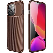 CoverZone iPhone 13 Pro Için Uyumlu Kılıf Kılıf Karbon Delüx Tpu Silikon Kahverengi