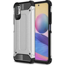 kilifone - Xiaomi Redmi Note 10 5G - Kılıf Çift Katman Zırh Tank Crash Military Kapak - Gri - T18216