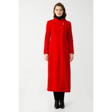 Esswaap Verev Yaka Manto  Kırmızı