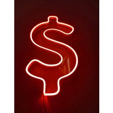 Dekoraven Dolar Neon Şekiller Işaret Neon  LED Dekoratif Duvar Aydınlatması Neon Duvar Yazısı