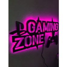 Dekoraven Gaming Zone LED Işıklı Ahşap Tablo