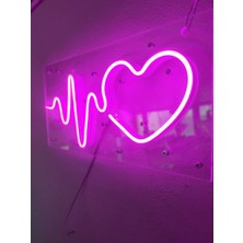 Dekoraven Kalp Ritim Neon Şekiller Işaret Neon  LED Dekoratif Duvar Aydınlatması Neon Duvar Yazısı