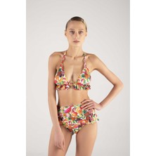 Shikoo Swimwear Fırfırlı Yüksek Bel Üçgen Bikini Takımı