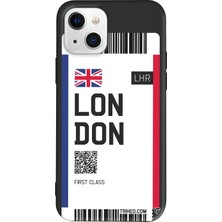 Trihed iPhone 13 Siyah Renkli Silikon London Bileti Telefon Kılıfı