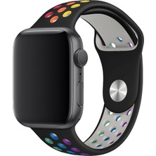 Mi7a Apple Watch Uyumlu Seri 7 6 5 4 3 2 Se 42MM / 44MM / 45MM Delikli Spor Silikon Kordon