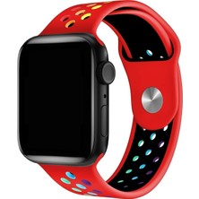 Mi7a Apple Watch Uyumlu Seri 7 6 5 4 3 2 Se 42MM / 44MM / 45MM Delikli Spor Silikon Kordon