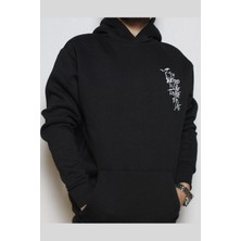DeepArt Fashion Baskılı Siyah Kapşonlu Sweatshirt