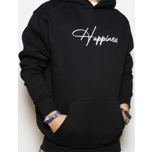 DeepArt Fashion Baskılı Kapşonlu Sweatshirt Siyah