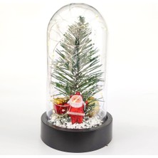 Star Global Dekoratif Yeni Yıl Yılbaşı Hediyesi Noel Baba ve Çam Ağacı Temalı LED Işıklı Fanus