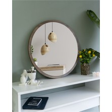 Nysamo 45 cm Ceviz Dekoratif Yuvarlak  Ayna
