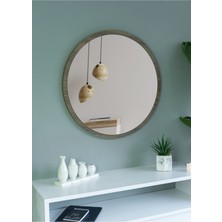 Nysamo 45 cm Ceviz Dekoratif Yuvarlak  Ayna