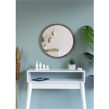 Nysamo 45 cm Ceviz Dekoratif Yuvarlak  Ayna
