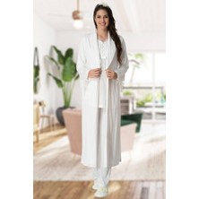 Renkli Mecit Uzun Sabahlıklı Lohusa Pjama Takım 5416